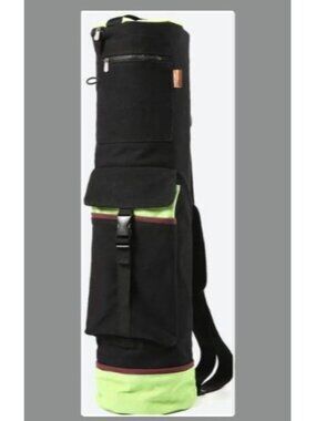 Heathyoga Yoga Mat Carrying Bag Tote Green Black New w/tags Cotton 29 X 7.5